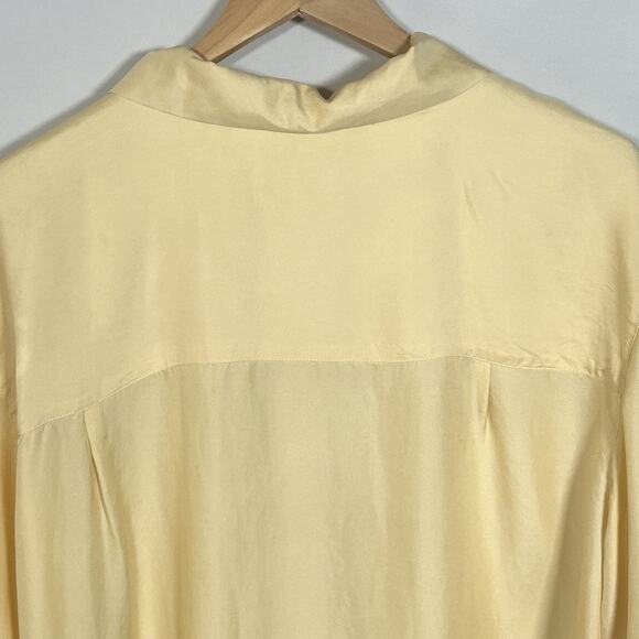 The Avenue Vintage 100% Silk Blouse 22/24 Yellow Oversized Button Down - Picture 6 of 7